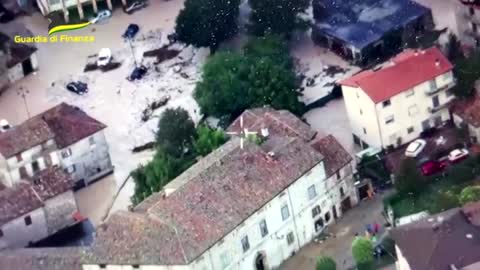 Aerial footage shows flood-hit central Italy