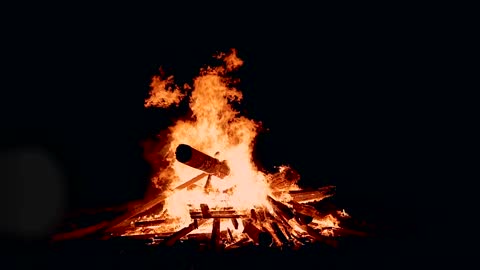 Bonfire Slo-Mo Fire Isolated Flame Hot Burn