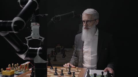 Robo plays a chess with a human