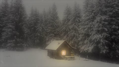 Cabin in Snow Storm: Blizzard Sounds: Strong Wind for Sleep / Study / Relax