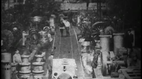 Panorama Of Machine Co. Aisle, Westinghouse Co. Works (1904 Original Black & White Film)