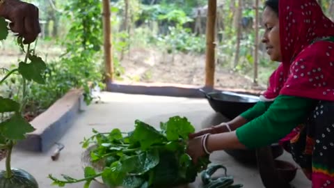 Village garden fresh vegetable cooking