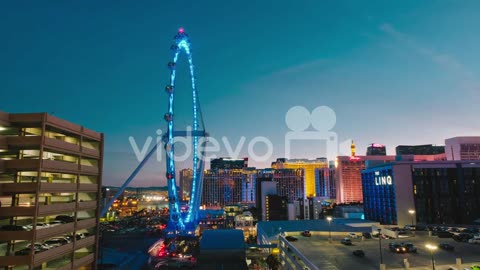 Las Vegas Nevada USA, Sunset Time Lapse Over Strip, High Roller Ferris