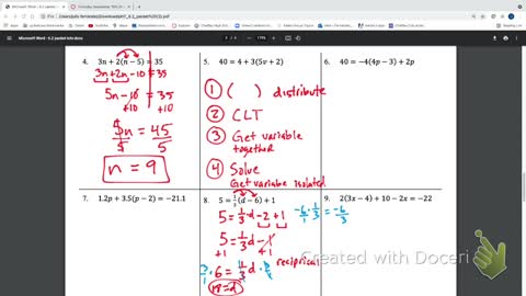 IM2 September 16th Solving equations with distributive property