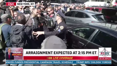 Marjorie Taylor Greene arrives outside the Manhattan Criminal Court to support Trump