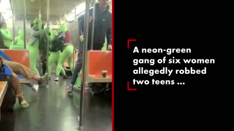VIDEO: Female menaces in bizarre neon leotards attack Times Square straphangers | New York Post