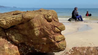 The face in the rock is the result of natural erosion