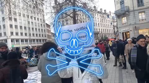 Les Masques BLancs Lyon Action Pancartes le 10 dec 2022