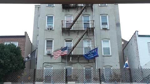 Trump Flag on building Brooklyn