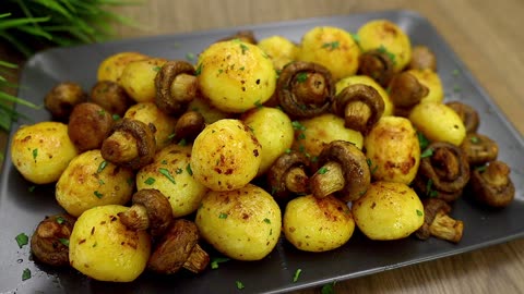Potatoes with mushrooms in the oven! Simple and delicious recipe!