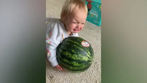 Try Not To Laugh : Baby Eating Fruit For The First Time | Funny baby video-1