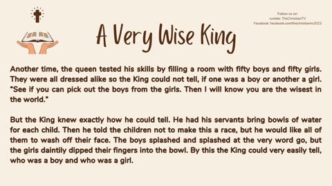 #001 I A Very Wise King I Children's Story I TheChristianTV