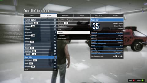 Toxic player, GTA5 Online PC, Sent to take2interactive