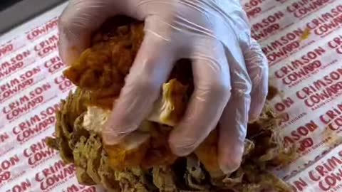 How much would you pay for this blooming onion loaded w Mac and hot chicken from @Crimson Coward