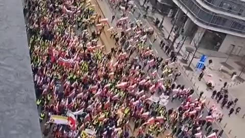 Massive farmers protest in Poland yesterday against the climate agenda