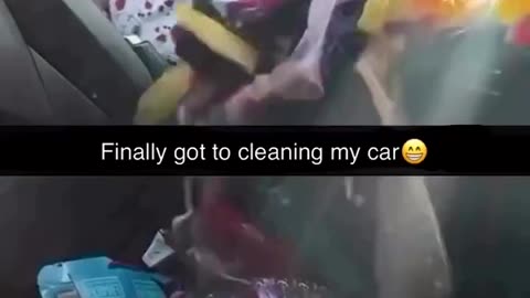 Cleaning Her Car