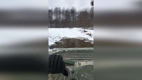 Moment Ukrainian Soldiers Cross River With Amphibious Armoured Vehicles And Head To The Front