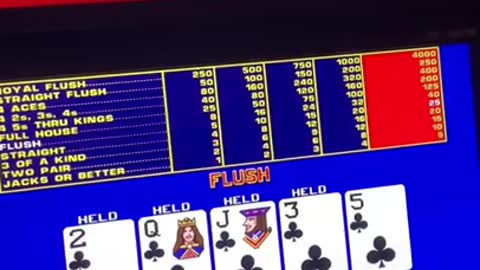 $250 Hand High Limit jackpot hand pay Video poker short