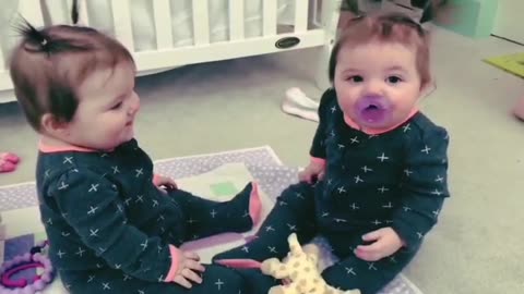 Funniest TWIN Baby Girls Share A Pacifier