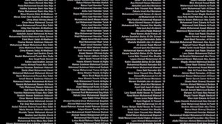 The names of 3.000 children murdered in Gaza.