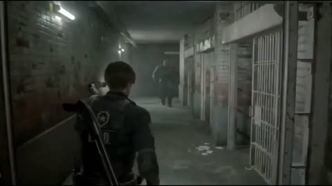 Resident Evil 2 Leon fights Mr.X in the prision and finds Ada