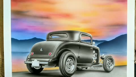 32 Ford airbrush rendering