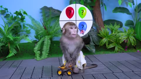 Kiki Monkey pretend play with rainbow//popcorn stand /kudo animal kiki