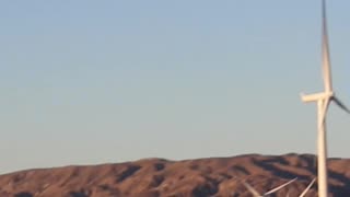 Giant windmills in the California desert doing nothing