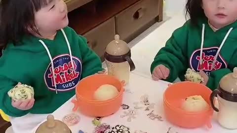 #funny #cute #kids getting ready for breakfast