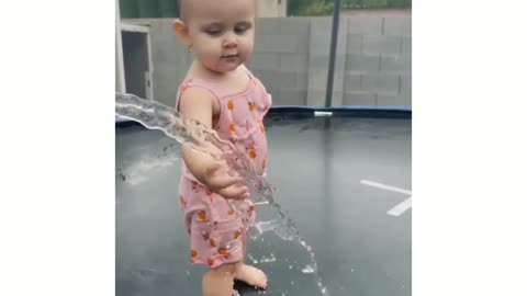 Cute little baby girl try to drink water from tap looking so cute 🥰😍😘