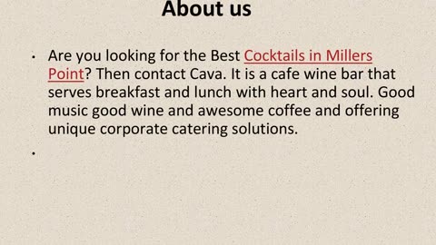 Get The Best Cocktails in Millers Point.