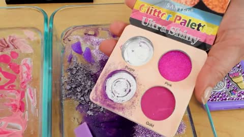 Pink vs Purple - Mixing Makeup Eyeshadow Into Slime! Special Series 83 Satisfying Slime Video