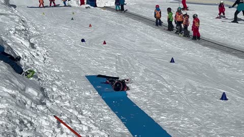 Funny Little Girl Skiing Tumbles