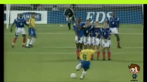 Unbelievable Free Kick Mastery by Roberto Carlos for Team Brazil 🇧🇷⚽️