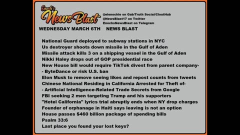 Wednesday, March 6, 2024 News Blast