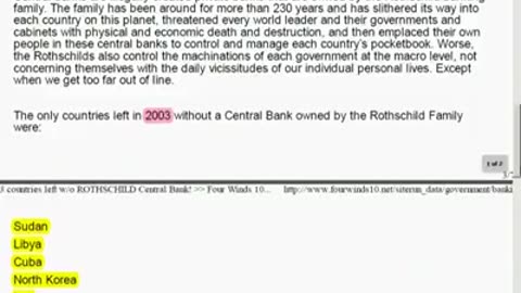 The Rothschild's Central Bank takeover