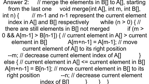 Inplace merge of two arrays