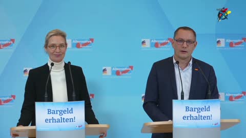 Pressekonferenz zum Klimagipfel von Alice Weidel und Tino Chrupalla (AfD)