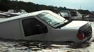 Van sinks at boat ramp