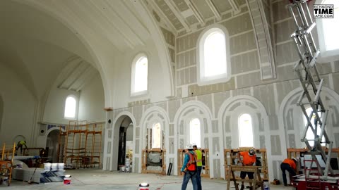 Church drywall, mud, tape and paint time lapse