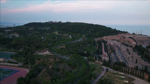 aerial spain 8271 barcelona parc de montjuic june 2018 sunset 30mm