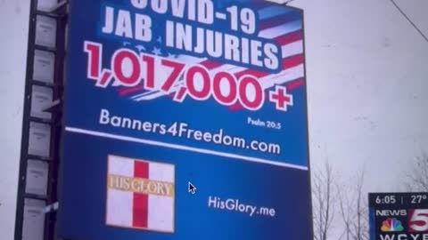 COVID JAB BILLBOARDS - banners4freedom TV coverage