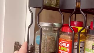 Using space-saving spice rack improve your cabinet space usage!