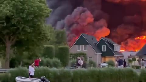 Big fire at an industrial park in Ter Aar, Netherlands