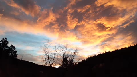 Sunrise windy clouds beautiful sky in Central City Black Hawk Colorado gold rush of 1859
