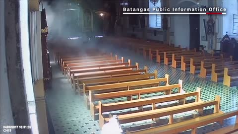 CCTV footage inside Batangas Basilica during quake