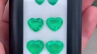 Loose heart shaped Colombian emeralds for earrings or fine jewelry with price info