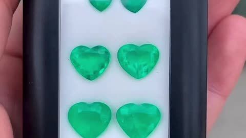 Loose heart shaped Colombian emeralds for earrings or fine jewelry with price info