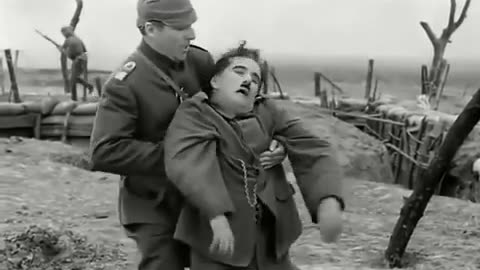 Charlie Chaplin as a Soldier in War Funny Clip