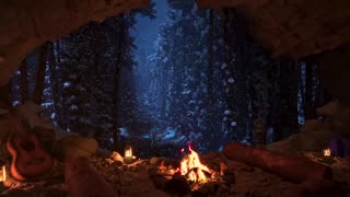 Relax In A Cozy Winter Cave With A Crackling Fire Winter Ambience 8 Hours